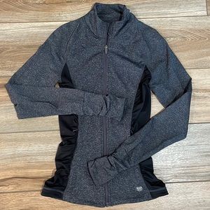 Grey Active Zip Up Jacket with Mesh Side Panels